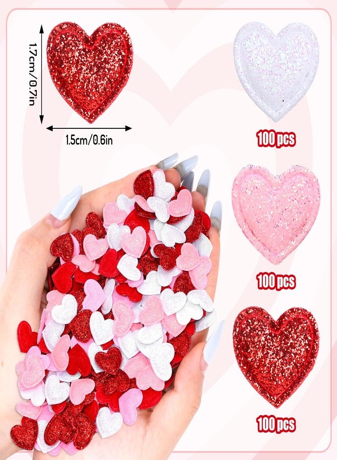FYSUIMU 300Pcs Valentine's Day Felt Hearts Decoration Glitter Red Pink White Felt Heart Romantic Mini Heart Confetti for Wedding Mother's Day DIY Crafts - Image 2